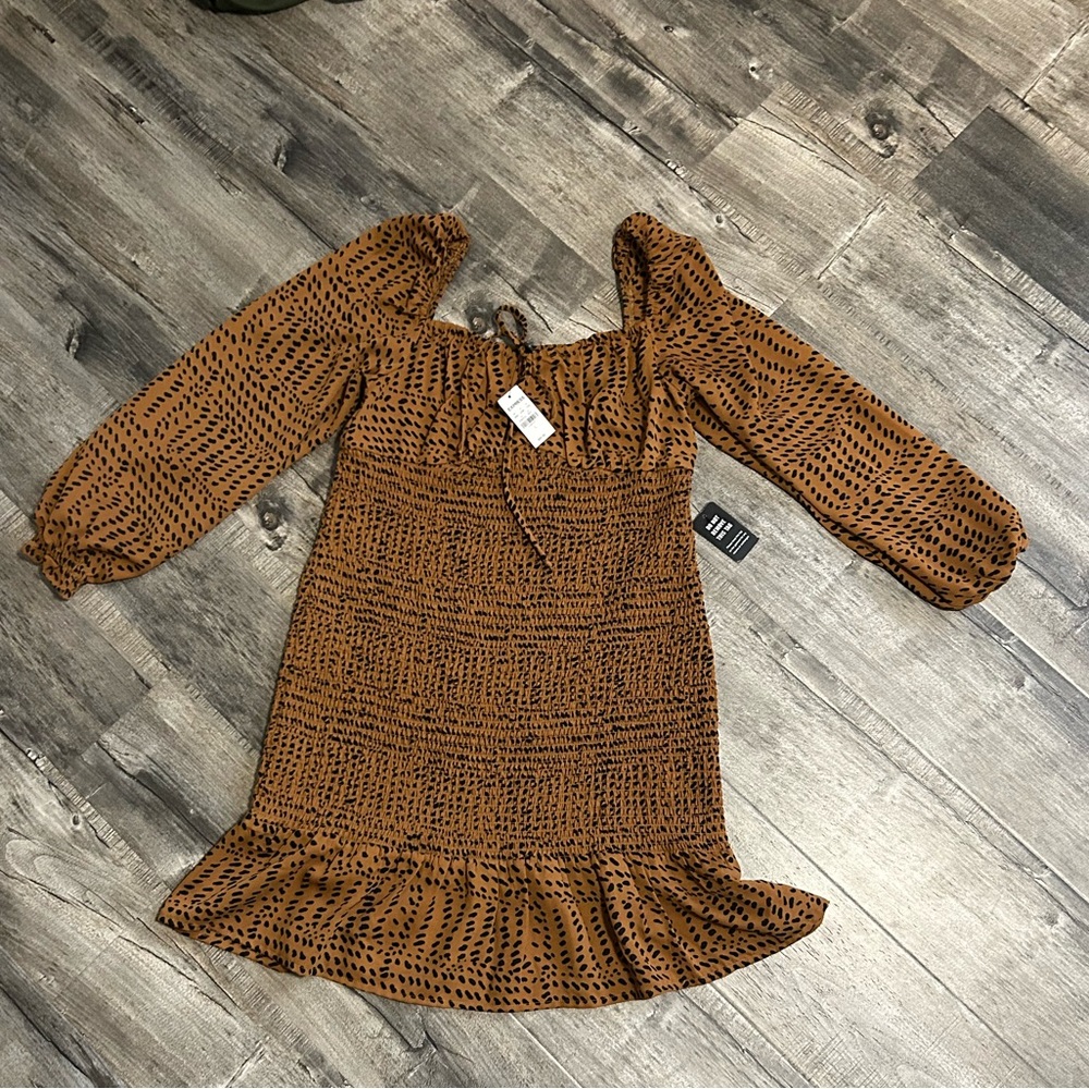 NEW express dress size L brown black dots make offer